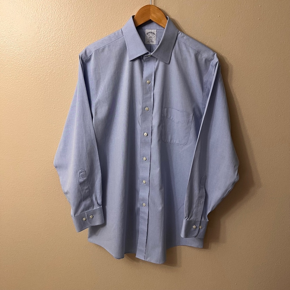 Brooks Brothers Men's REGENT Light Blue Long Sleeve Dress Shirt Size 16-2/3